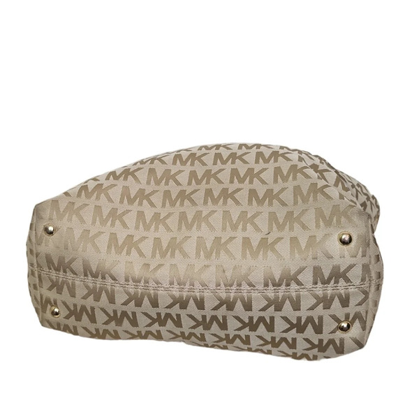 Michael Kors Beige/Cognac Signature Canvas Leather Tote - Picture 5 of 6
